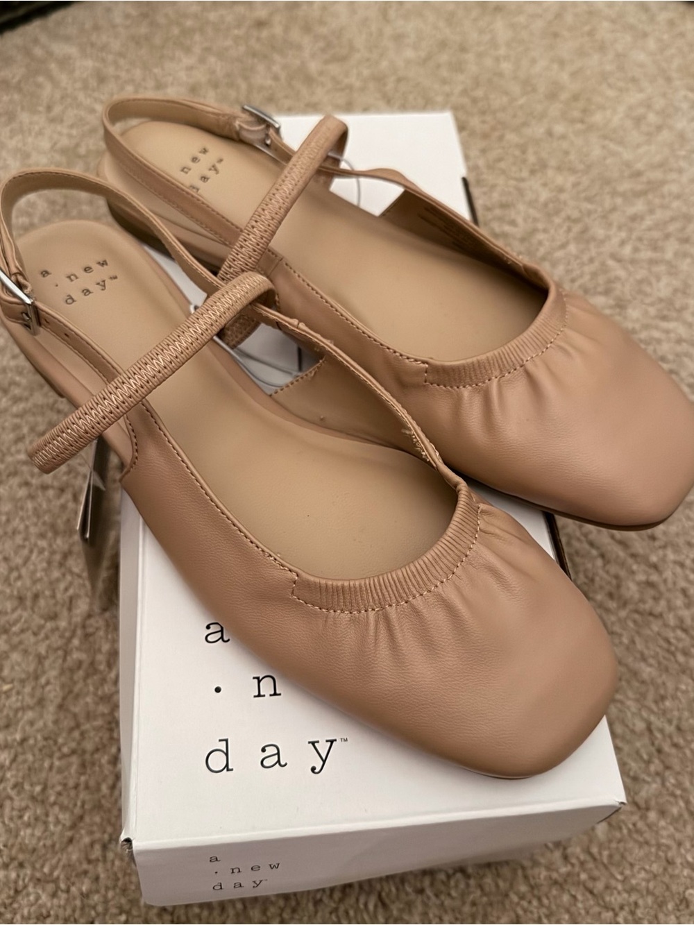 a new day Nude/Tan Slingback Ballet Flats